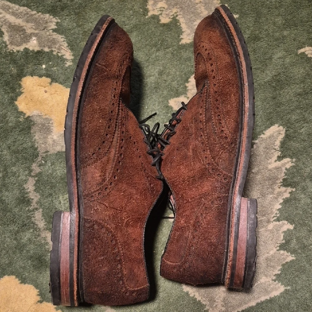 Allen Edmonds Brown Suede Wingtip Oxford Shoes